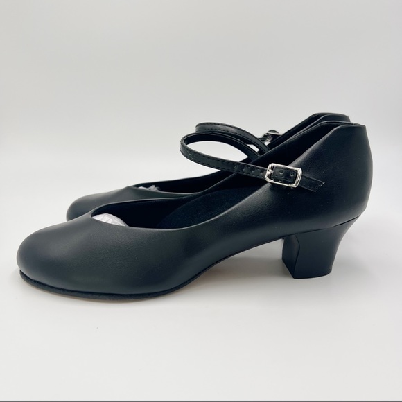 8.5W 8.5 WIDE Capezio Jr. Footlight Style # 550 Black Character Dance Shoes - Picture 6 of 14